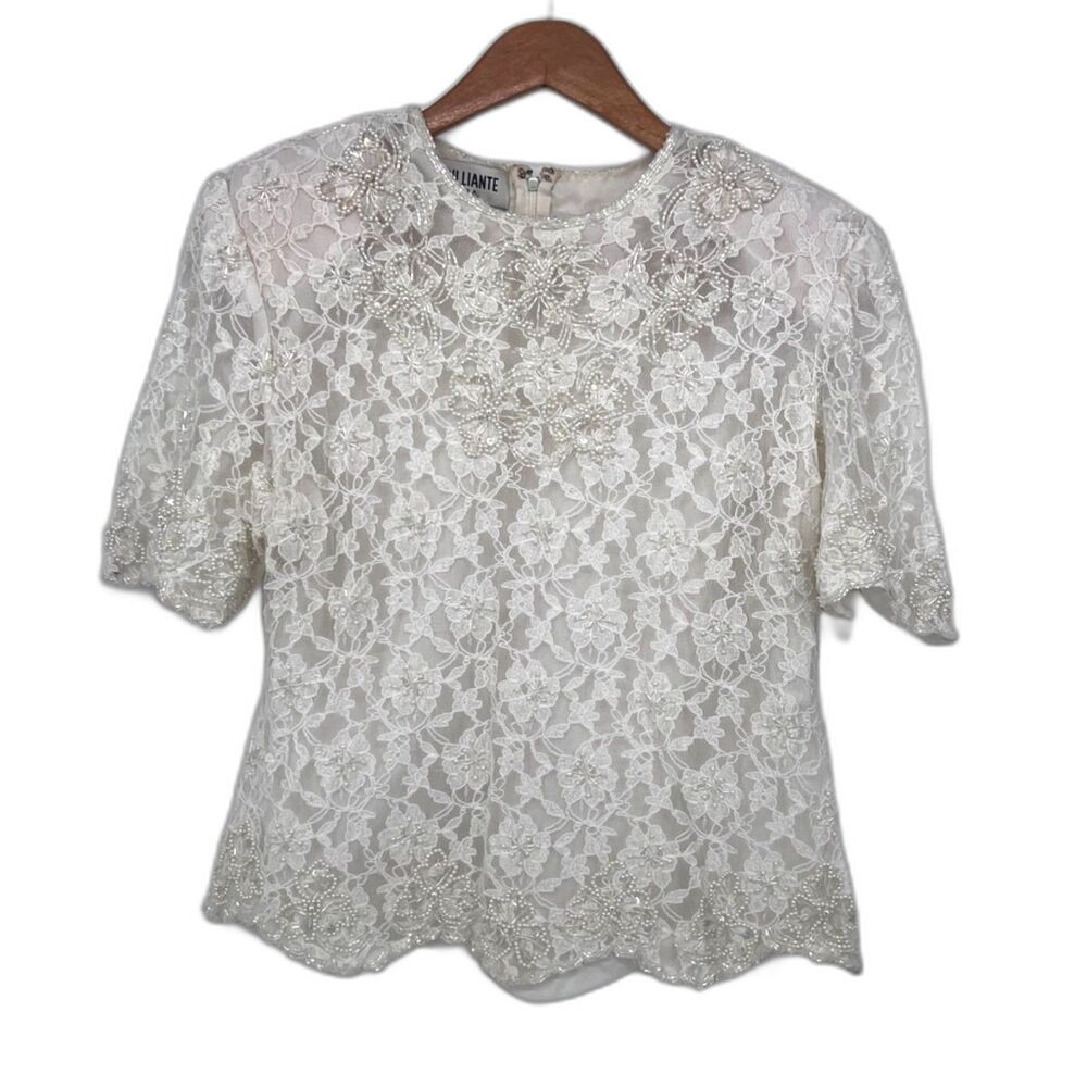 Brilliante by JA Beaded Jeweled Embellished Elegant Formal‎ Evening Top Size XL